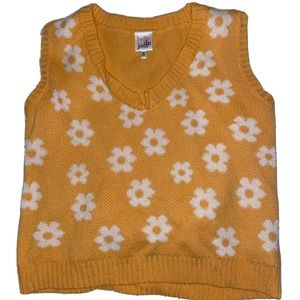 Orange floral sweater vest, EUC